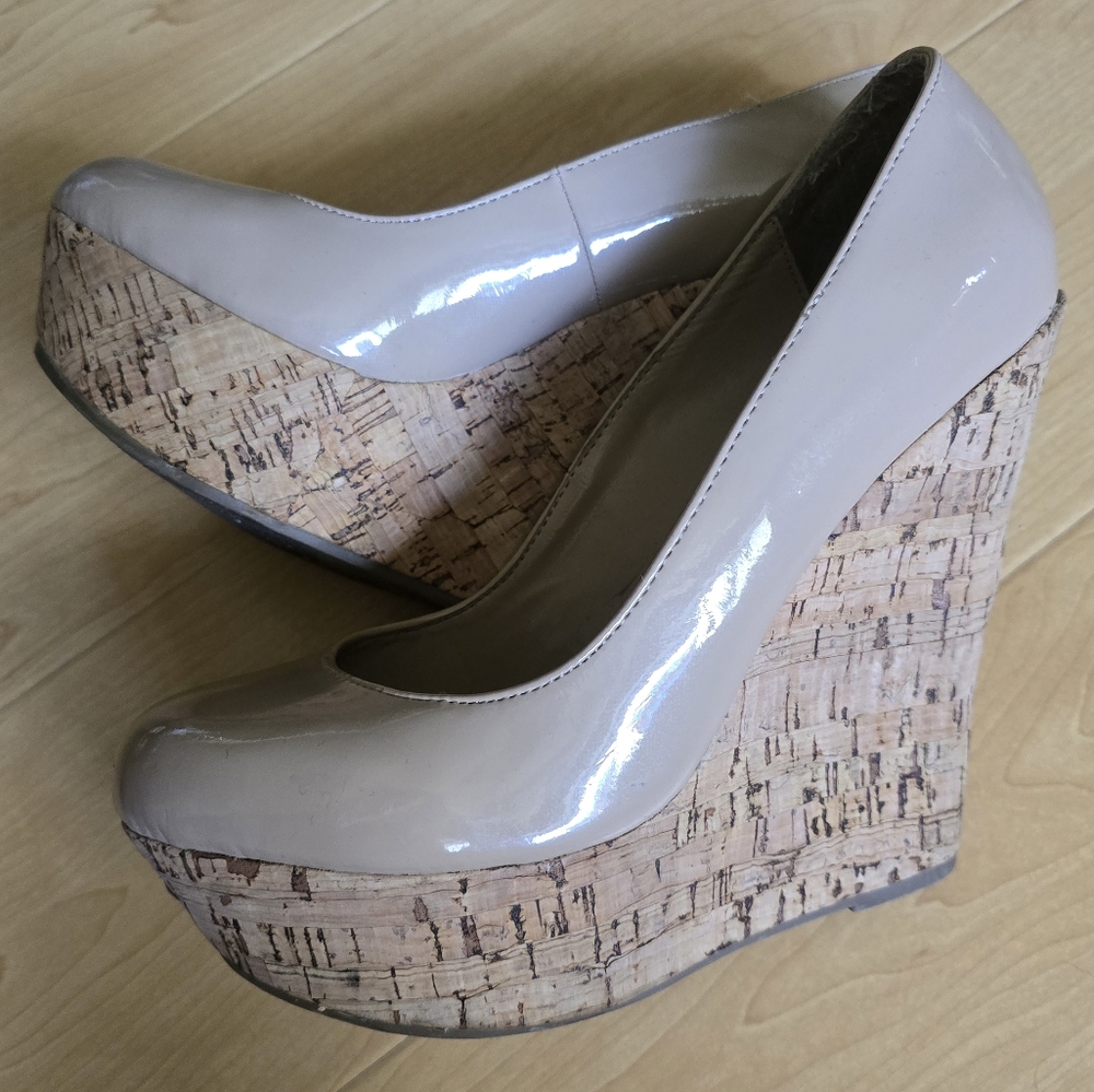 Breckelles Nude Platform Cork Wedge